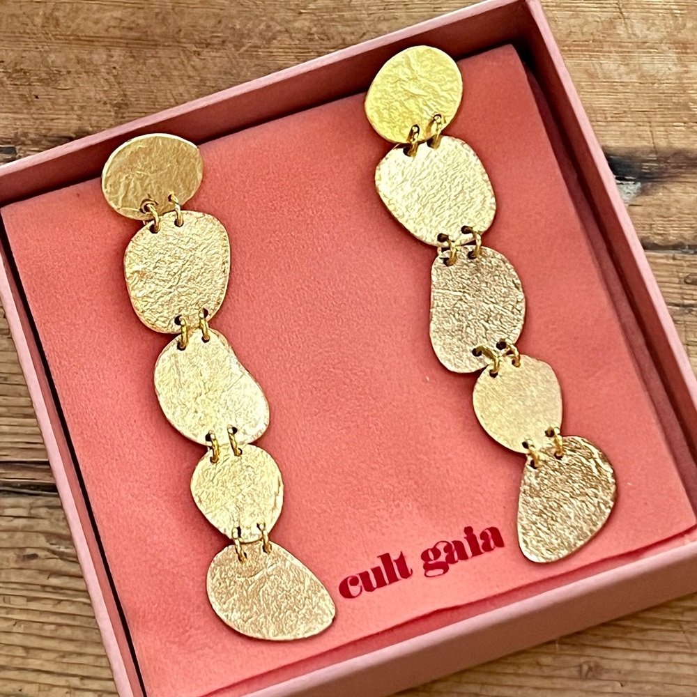 🌺🎉HP🎉🌺 NWT Cult Gaia Nidia Gold Earrings - Picture 2 of 16